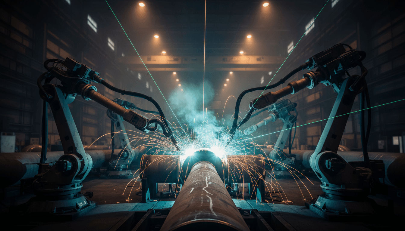 Robot kollar boru kaynağı yapıyor